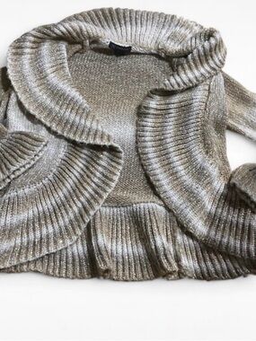 INC International Concepts Metallic Silver Open-Front Cardigan Sweater Jumper